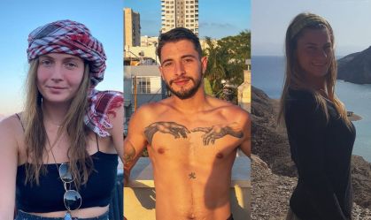 Bruna Valeanu (esq.), Ranani Nidejelski Glazer (meio) e Karla Stelzer (dir.), brasileiros desaparecidos em Israel após ataque do Hamas