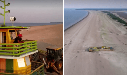 Seca histórica no Amazonas: vídeo mostra Rio Negro completamente sem água