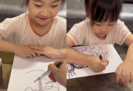 Menina chinesa viraliza ao transformar rabiscos da mãe em desenhos