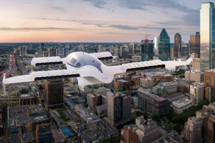 Arte mostra eVTOL da Lilium sobrevoando uma cidade
