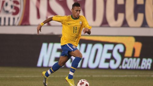 Neymar estreando pela Seleção Brasileira em 2010, no amistoso contra os Estados Unidos