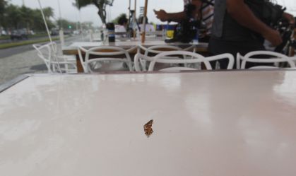 Marca de tiro em quiosque onde os médicos foram mortos na Barra da Tijuca, no Rio de Janeiro
