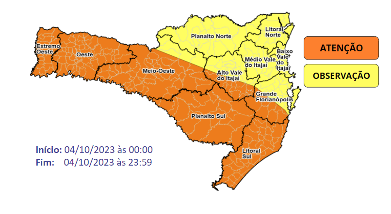 Defesa Civil mantém alerta para fortes chuvas em todo o estado de Santa Catarina / Defesa Civil de Santa Catarina