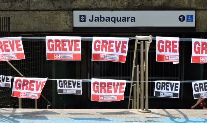 Vista do Terminal Jabaquara, na zona sul de São Paulo, durante a paralisação em greve dos funcionários do Metrô, CPTM e Sabesp, em 3 de outubro de 2023.