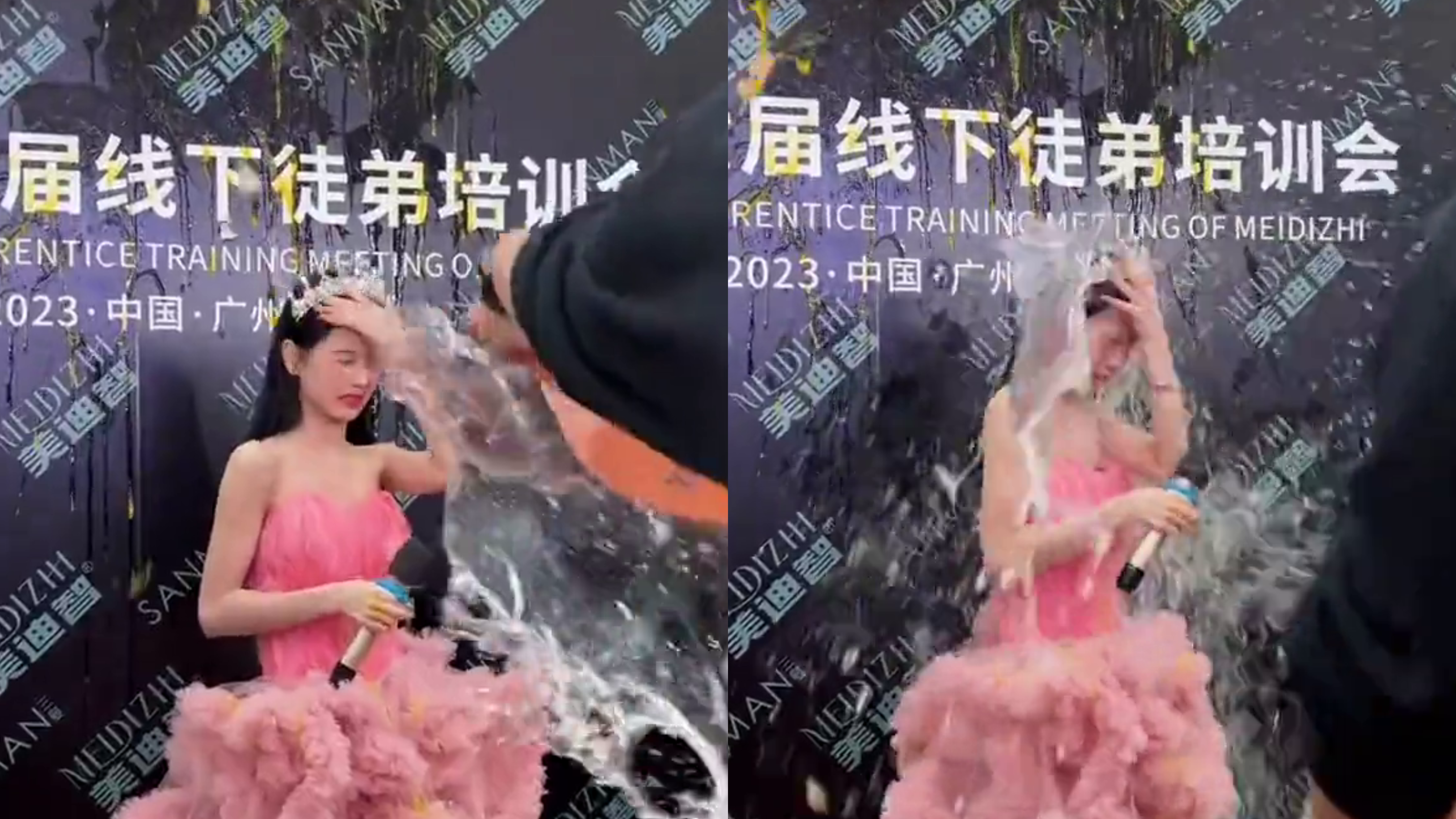Viral - chinesa é atingida por ovos e água - contexto