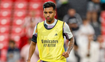 Rodrygo em pré-jogo do Real Madrid