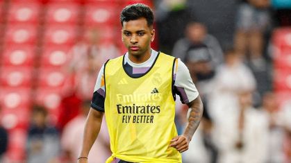 Rodrygo em pré-jogo do Real Madrid