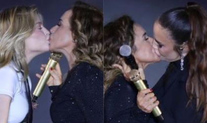 Daniela Mercury beija Ivete Sangalo e Luísa Sonza em show no Rio de Janeiro