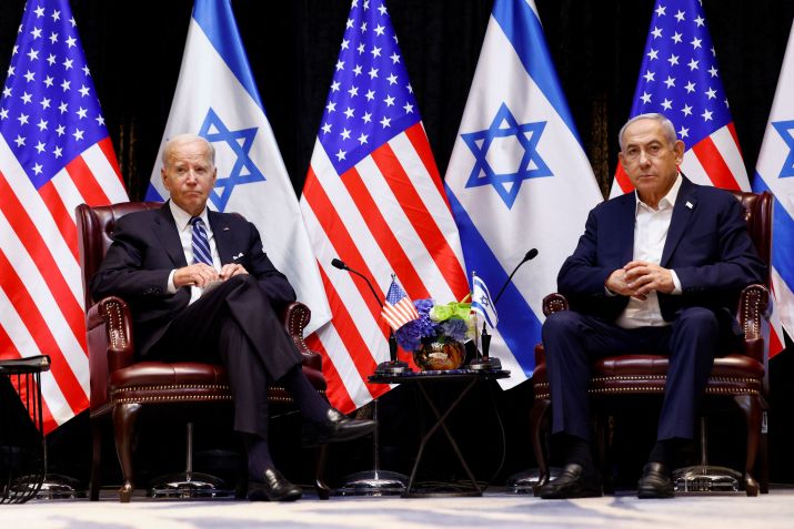 Joe Biden e Benjamin Netanyahu durante reunião em Tel Aviv / REUTERS/Evelyn Hockstein