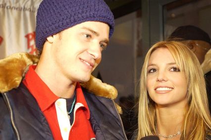 Justin Timberlake e Britney Spears durante o Super Bowl XXXVI
