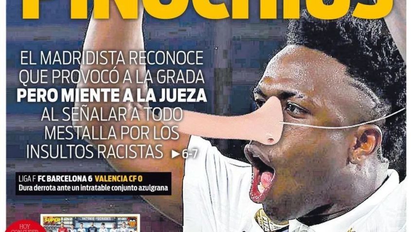 Jornal espanhol chama Vinícius Júnior de "Pinóquio" • Reprodução/Jornal Super Deporte