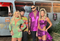 Léo Santana e Zé Felipe gravam clipe com Lore Improta e Virginia