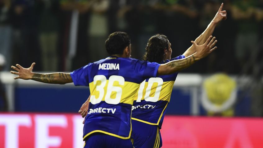 Cavani comemora o gol do Boca Juniors no Allianz Parque / Reprodução/Twitter Libertadores