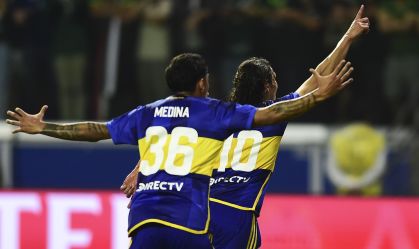 Cavani comemora o gol do Boca Juniors no Allianz Parque