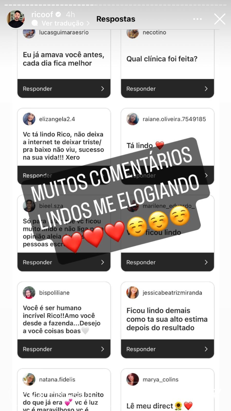 Rico Melquiades agradeceu carinho de fãs após revelar novo rosto / Reprodução/Instagram