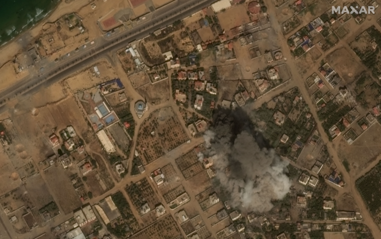Região bombardeada em Gaza / Imagem de satélite ©2023 Maxar Technologies