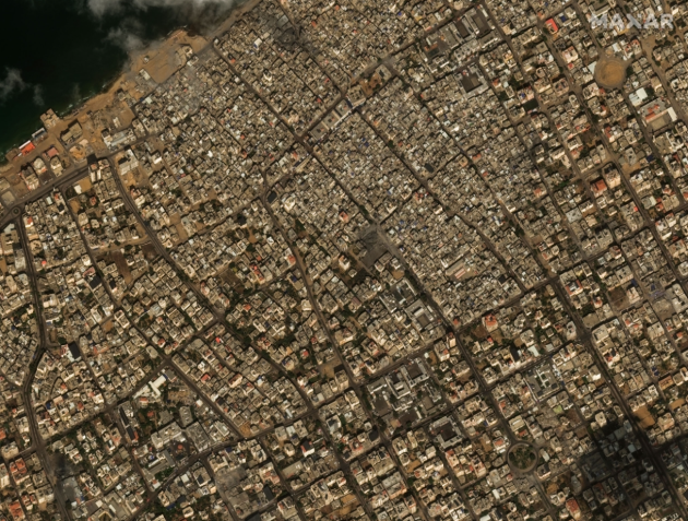Região bombardeada em Gaza / Imagem de satélite ©2023 Maxar Technologies