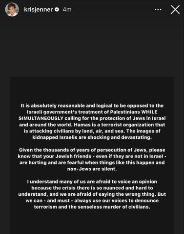 Kris Jenner se posiciona sobre conflito / Reprodução/Kris Jenner/Instagram