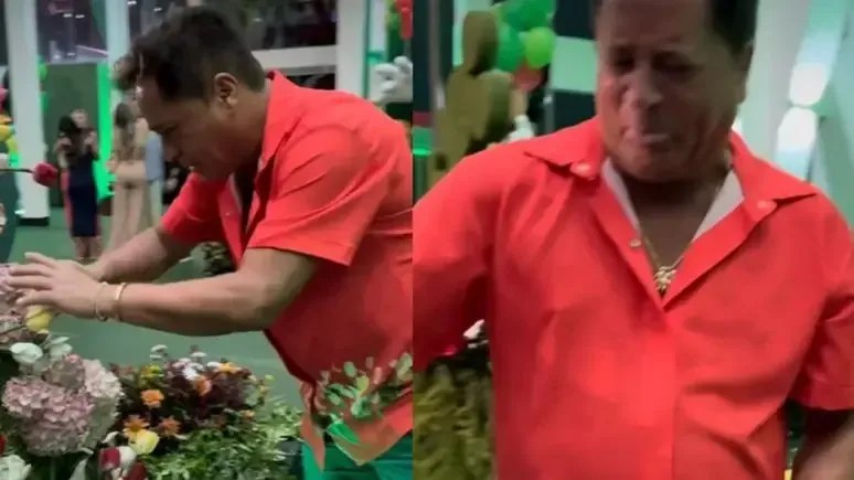 Imagem de destaque do post: Leonardo faz careta ao provar bolo de R$ 58 mil de Maria Flor: "Vamo beber que é melhor"