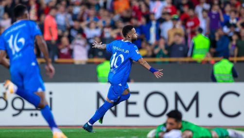 Neymar comemora o primeiro gol pelo Al-Hilal
