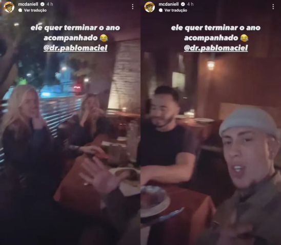 MC Daniel e Yasmin Brunet juntos em restaurante do Rio / Reprodução/Instagram
