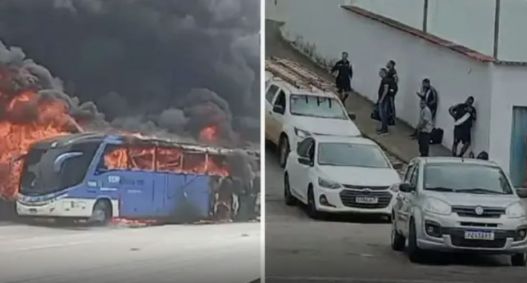 O ônibus pegou fogo após apresentar problemas na estrada
