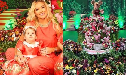 Bolo do aniversário de Maria Flor foi inspirado nos parques da Disney