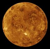 Visão simulada por computador do hemisfério norte de Vênus, feita a partir da vista da sonda Magalhães, da Nasa