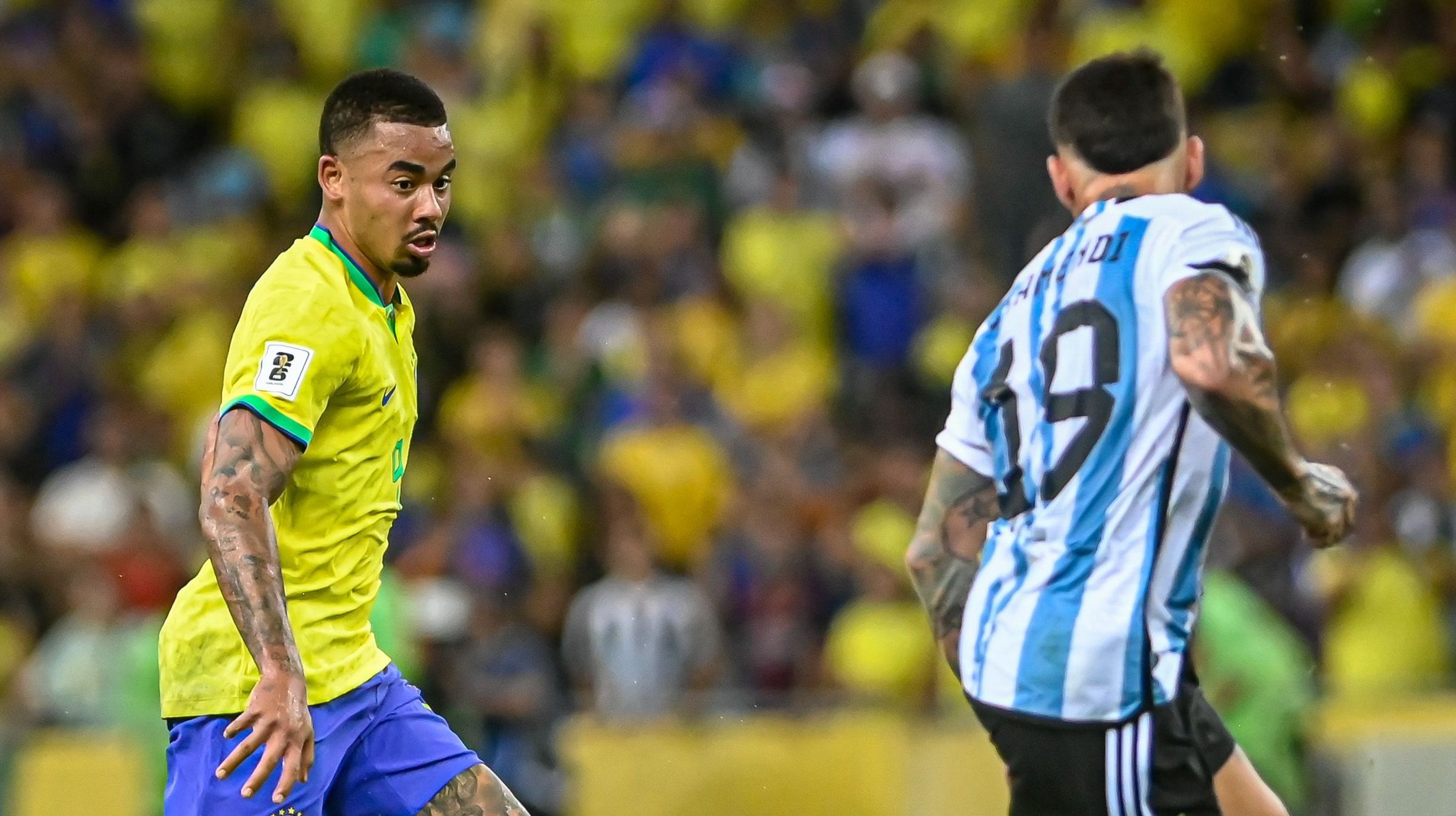 Gabriel Jesus no duelo contra a Argentina, no Maracanã, pelas Eliminatórias
