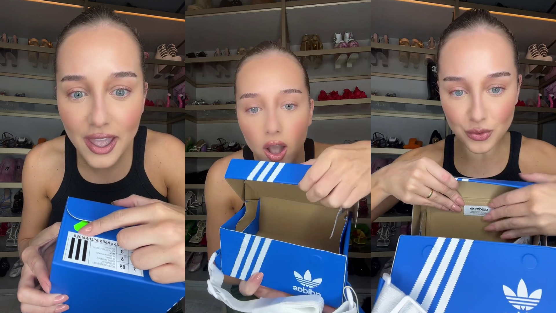 Malu Borges mostra em vídeo uma bolsa em forma de caixa de sapato