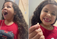 Mãe usa parafusadeira para arrancar dente da filha e viraliza; assista 