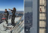 Jared Leto escala Empire State Building, em NY, para promover turnê da banda; veja