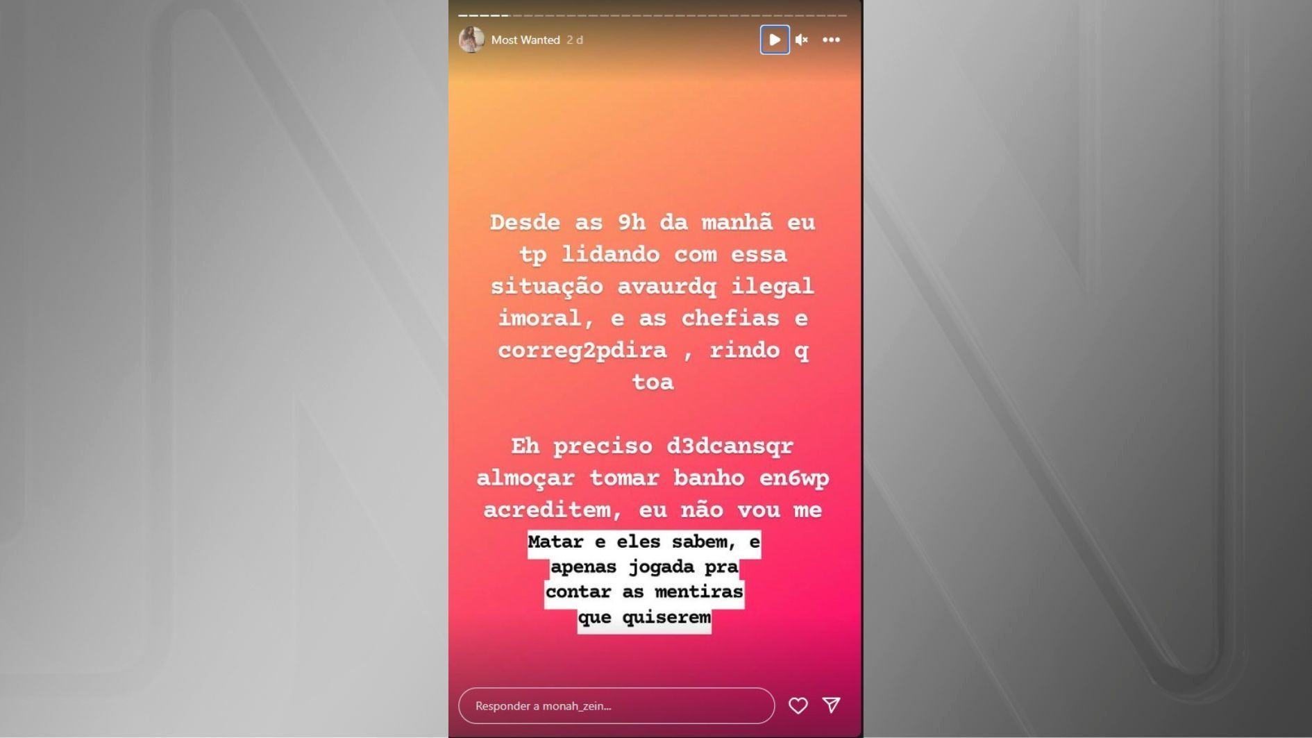 Texto publicado pela delegada em uma rede social com acusações contra a Polícia Civil / Reprodução/Instagram