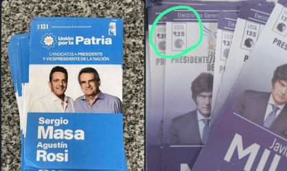 Eleição tem cédulas falsificadas de “Sergio Masa” e número de Milei com “9” no lugar do “1”