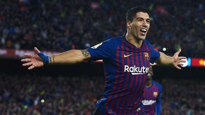 Suárez comemora gol na goleada de 5 a 1 do Barça sobre o Real Madrid, em 2018