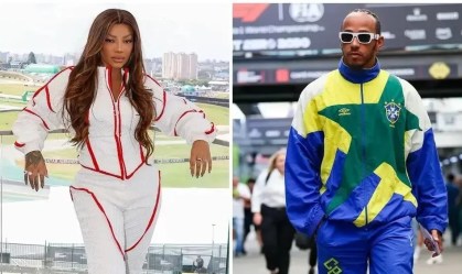 Ludmilla recebeu abraço do piloto britânico no GP de São Paulo