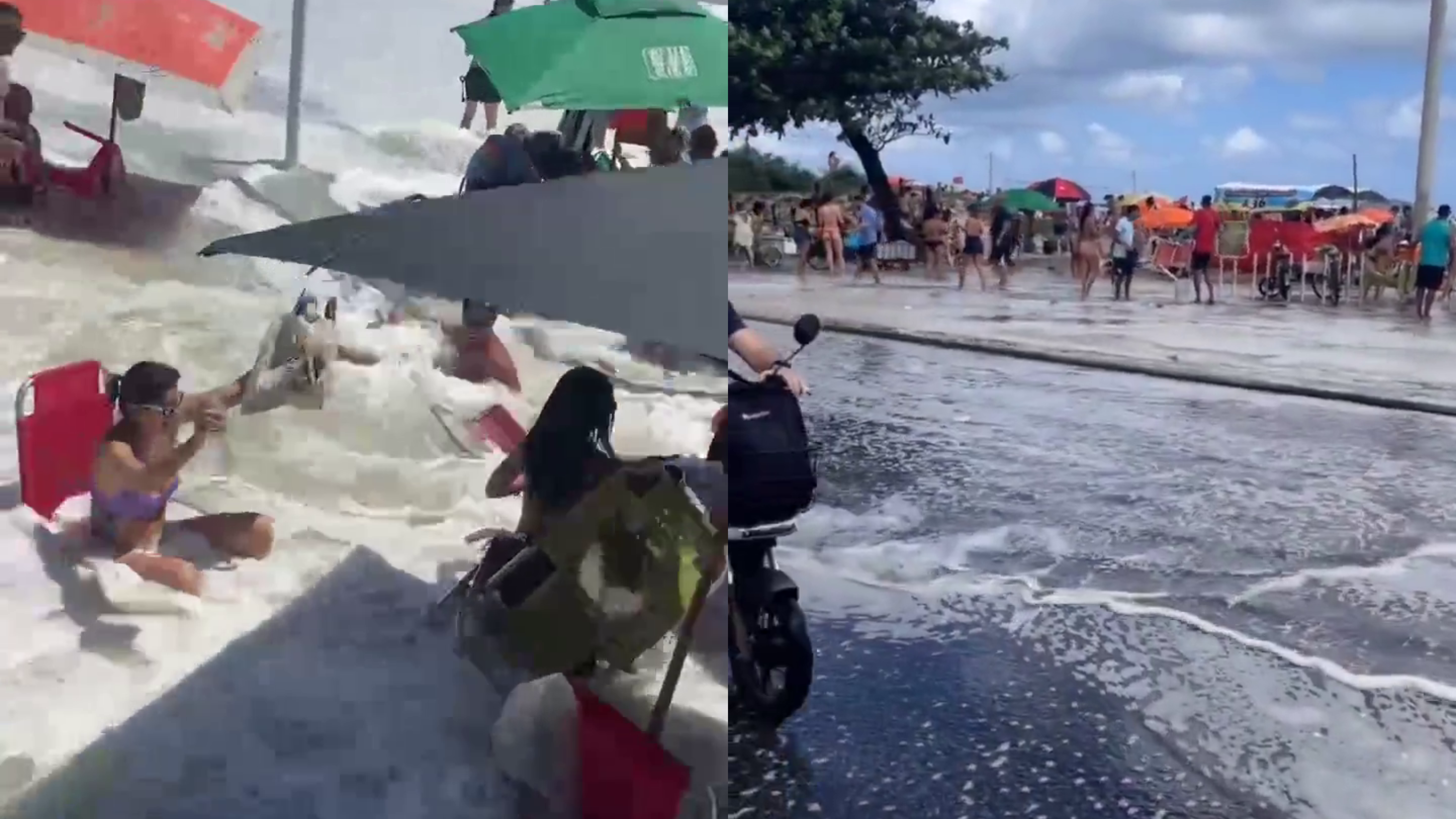 Mar invade calçadão na Zona Sul do RJ