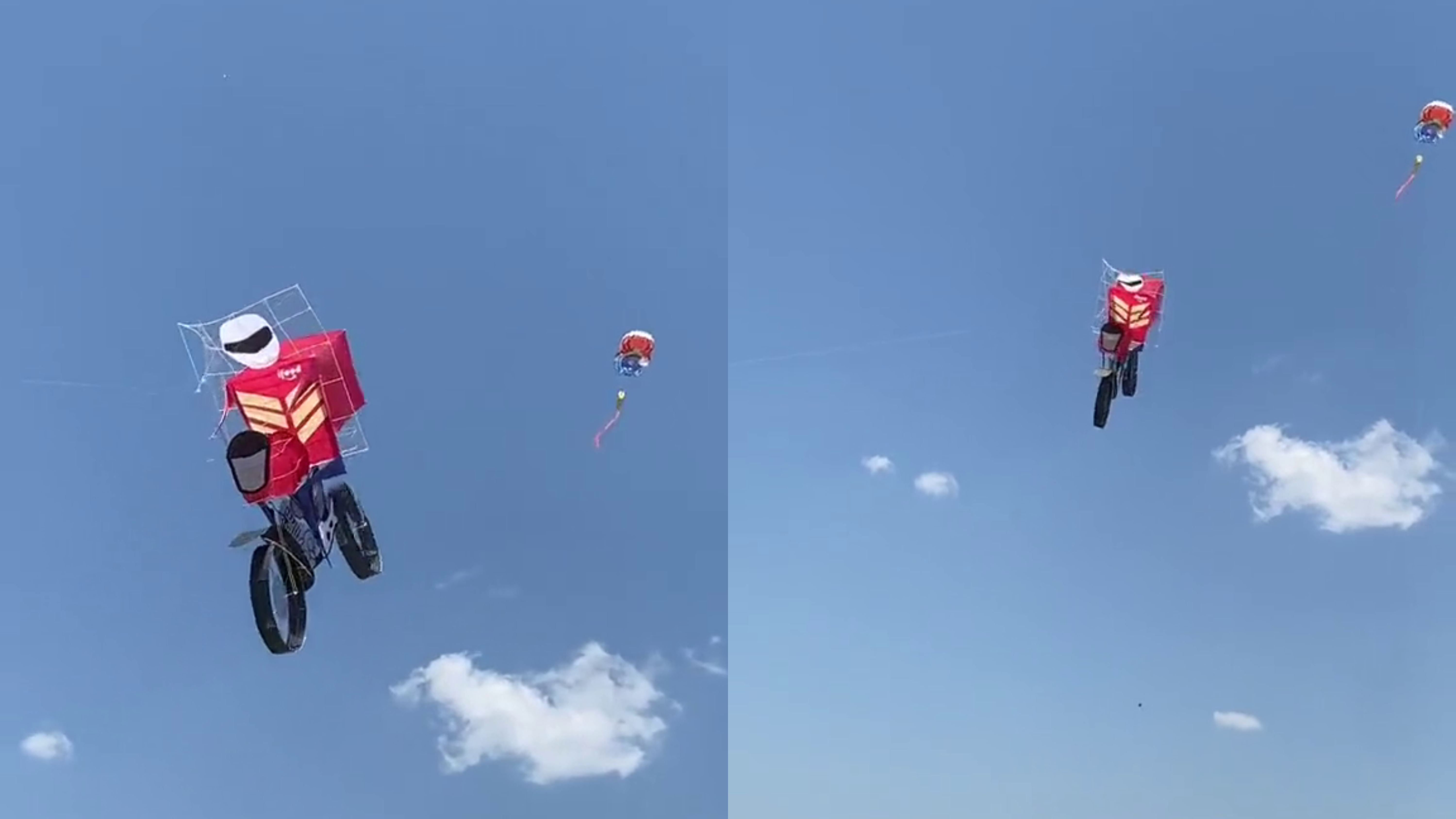 Pipa de motoboy é vista no céu