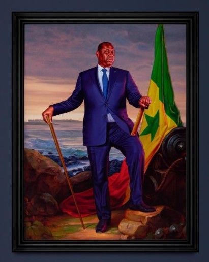 "Retrato de Macky Sall, Presidente do Senegal" (2023) de Kehinde Wiley • Tanguy Beurdeley/Kehinde Wiley e Galerie Templon