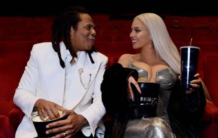 Beyoncé e Jay-Z na pré-estreia de "Renaissance: A Film by Beyoncé", em Los Angeles. / Reprodução/Instagram