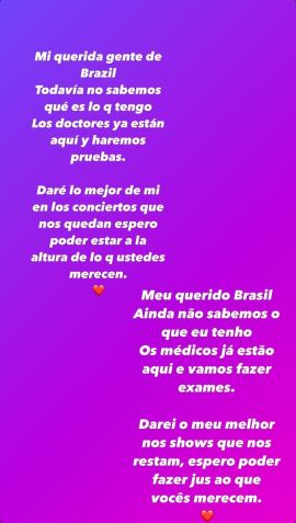 Anahí, do RBD, informa os fãs sobre seu estado de saúde pelo Instagram / Reprodução/Instagram