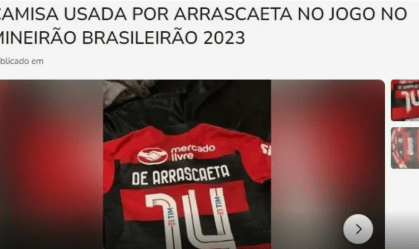 Camisa de jogo usada por Arrascaeta contra o Cruzeiro é vendida na internet