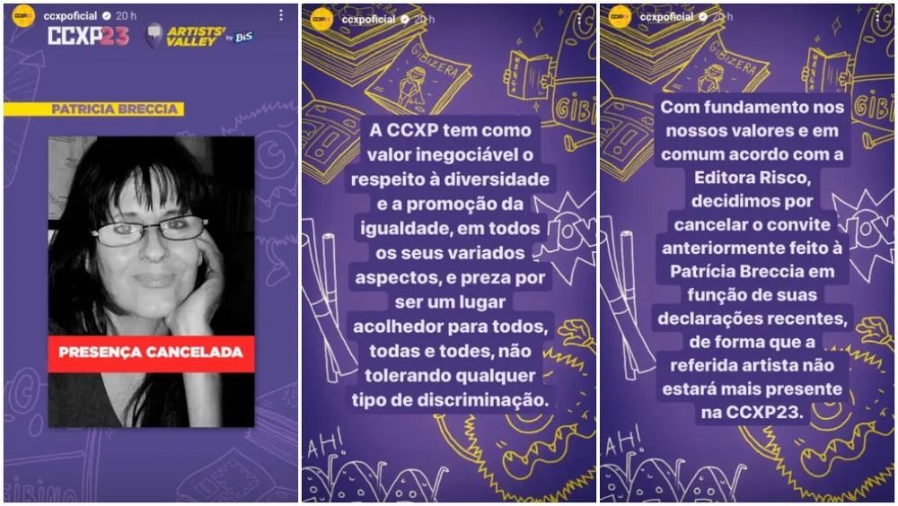 CCXP anuncia cancelamento da participação de Patrícia Breccia / Reprodução/Instagram