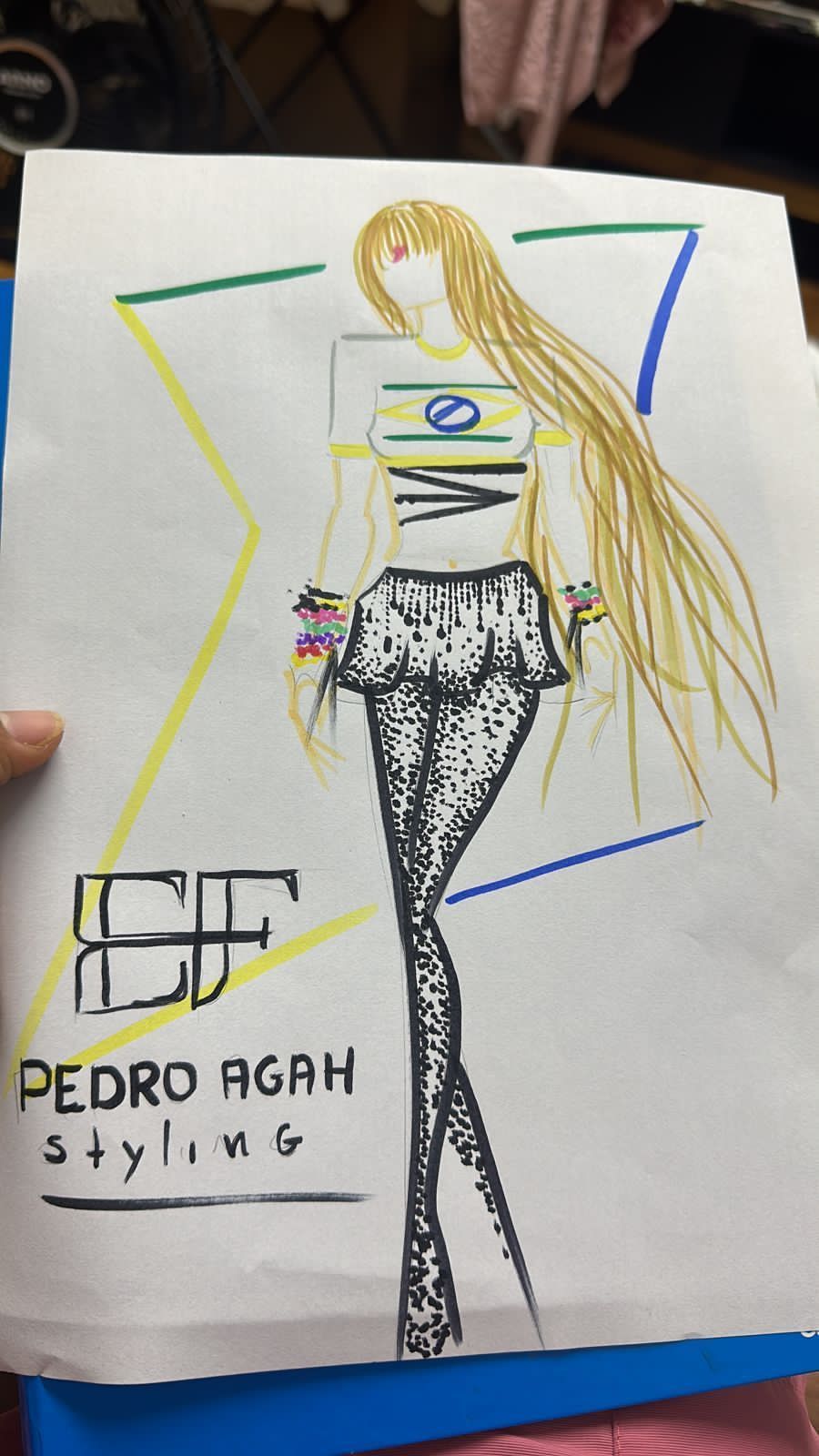 Croqui do look para o show da "Soy Rebelde" no Brasil / Arquivo Pessoal/Pedro Agah