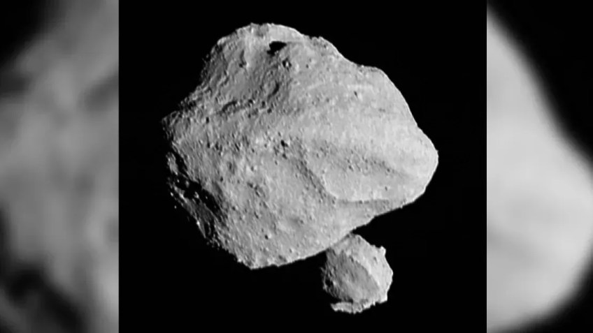 A primeira imagem obtida pela sonda durante a sua maior aproximação revelou a rocha companheira, mas não o fato de se tratar de um binário de contato / NASA/Goddard/SwRI/Johns Hopkins APL/NOIRLab