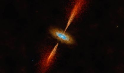 Artist’s impression of the disc and jet in the young star syst
