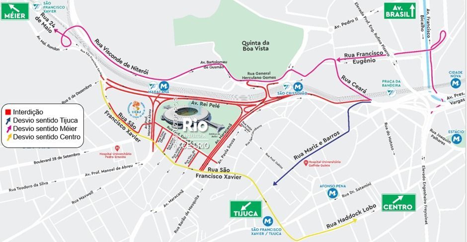 CET-Rio fará interdição de diversas ruas no entorno do Maracanã, na zona norte / Divulgação / Prefeitura do Rio de Janeiro