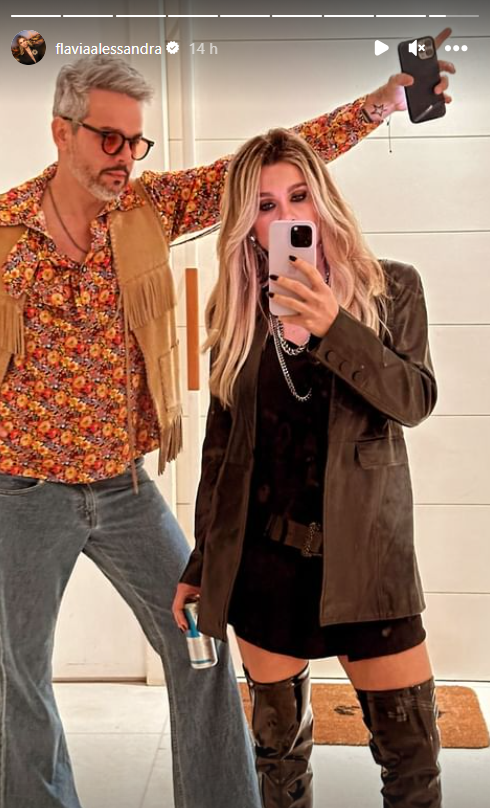Flávia Alessandra e Otaviano Costa no aniversário de Angélica / Divulgação/Instagram