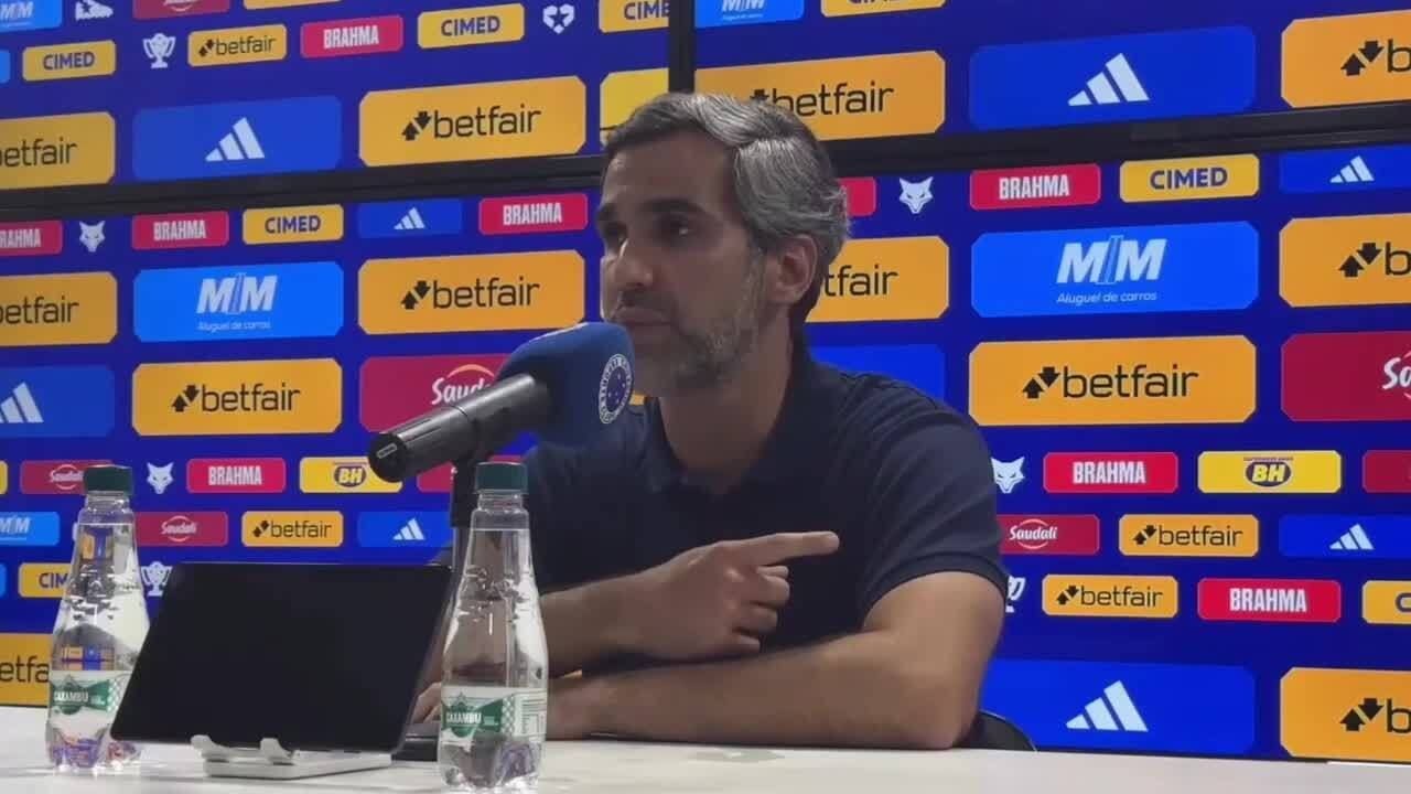 CEO do Cruzeiro, Gabriel Lima em pronunciamento após derrota com pancadaria