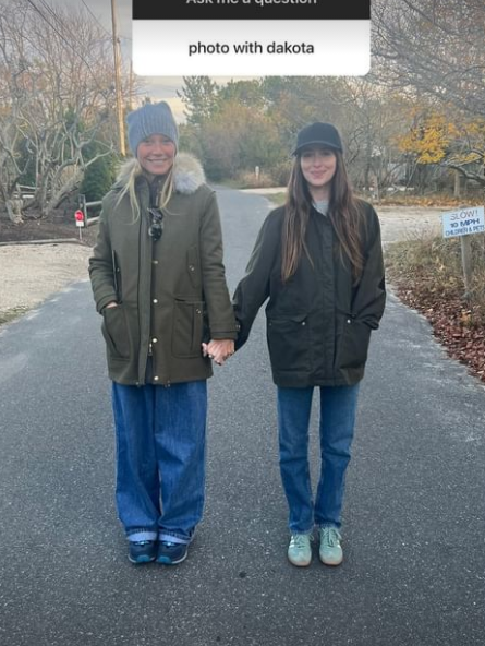 Gwyneth Paltrow e Dakota Johnson posam juntas de mãos dadas / Reprodução/ Instagram
